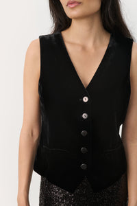 Part Two Malene Velvet Waistcoat, Black