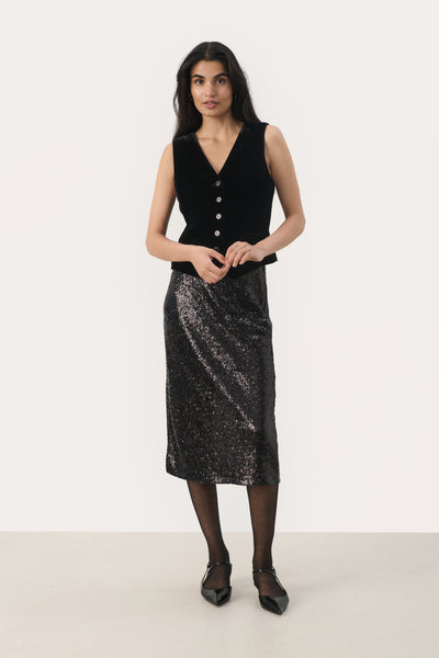 Part Two Malene Velvet Waistcoat, Black