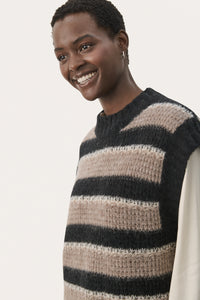 Part two Landa pullover, Mink Melange Stripe