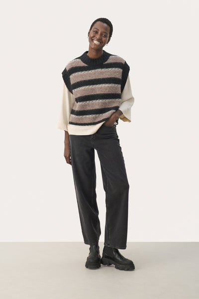 Part two Landa pullover, Mink Melange Stripe