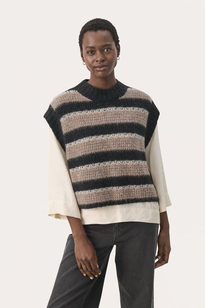 Part two Landa pullover, Mink Melange Stripe