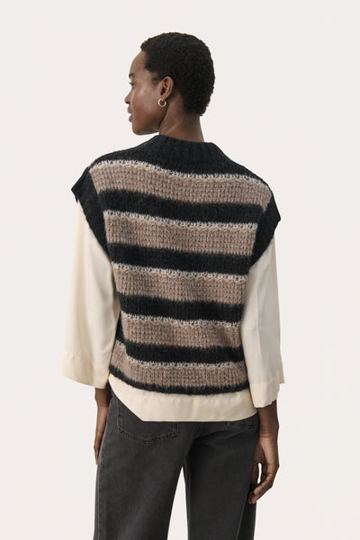 Part two Landa pullover, Mink Melange Stripe