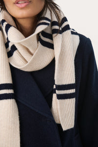 Part Two Marisa Wool Stripe Scarf, French Oak