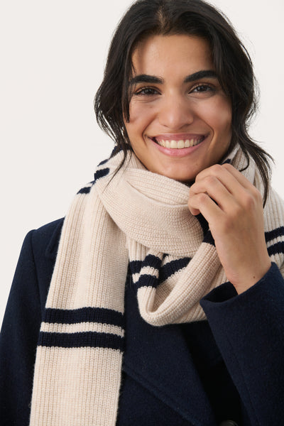 Part Two Marisa Wool Stripe Scarf, French Oak