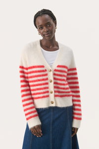 Part Two Pakize Cardigan, Mars Red Stripe