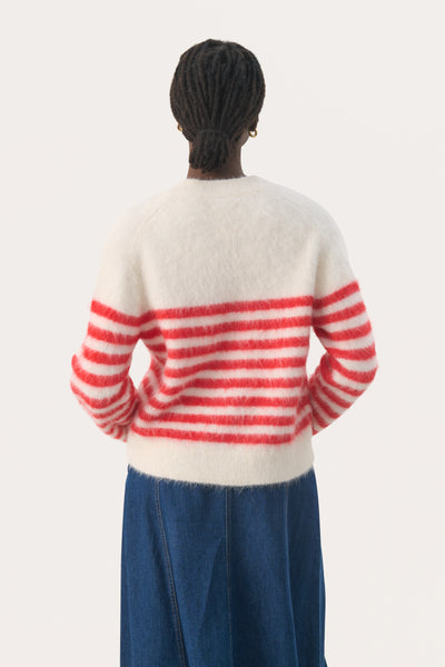 Part Two Pakize Cardigan, Mars Red Stripe