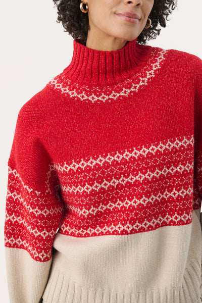 Part Two Pinar Knitwear, Red Jaquard