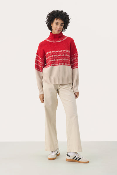 Part Two Pinar Knitwear, Red Jaquard