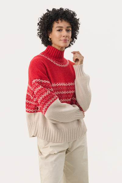 Part Two Pinar Knitwear, Red Jaquard