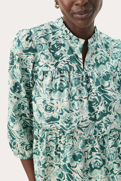 Part Two Nickeline Blouse, Green Rose Print