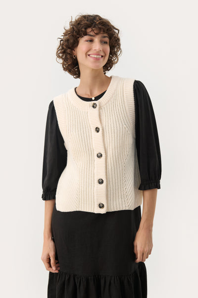 Part Two Noemie Waistcoat, Whitecap Grey (Cream)