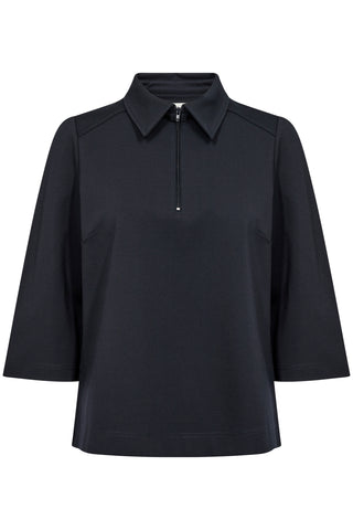 Part Two Nafisa Short Sleeved Shirt, Dark Navy