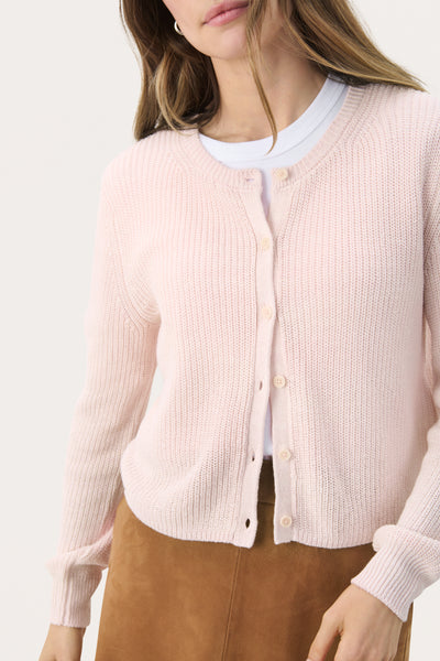 Part Two Gigia Linen Cardigan, Mauve Chalk