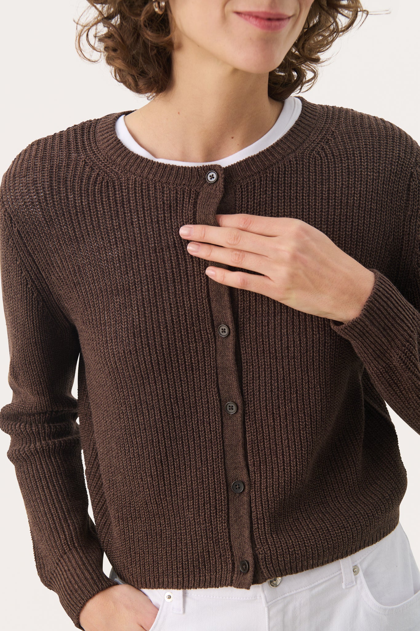 Part Two Gigia Linen Blend Cardigan, Bracken