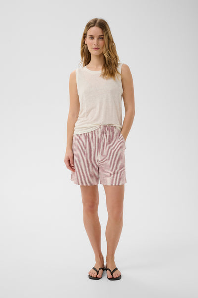 PART TWO Rigge Linen Blend Shorts, Burnt Russet Stripe