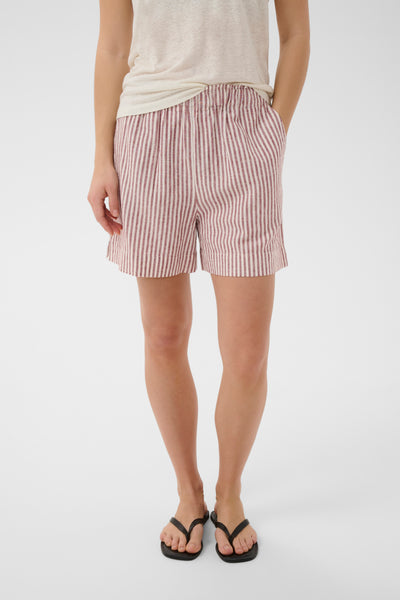PART TWO Rigge Linen Blend Shorts, Burnt Russet Stripe