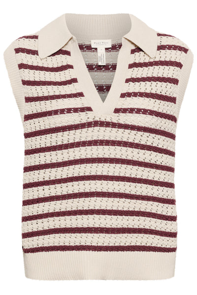 Part Two Raja Cotton Sleeveless Knit, Tawny Port Stripe