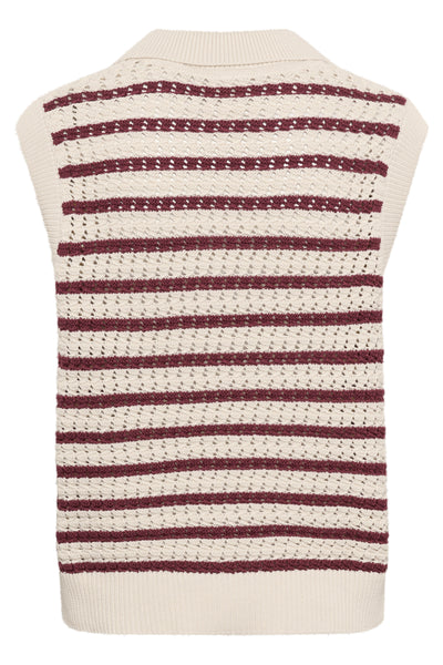 Part Two Raja Cotton Sleeveless Knit, Tawny Port Stripe