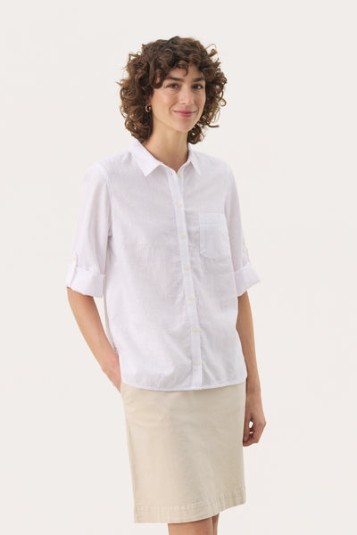 Part Two Cindie Linen Blend Shirt, Bright White