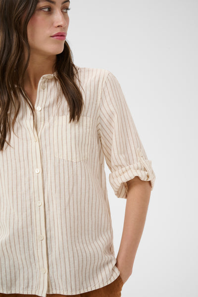 Part Two Cindie Linen Blend Shirt, Neutral Stripe