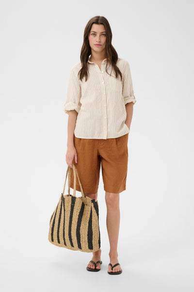 Part Two Cindie Linen Blend Shirt, Neutral Stripe