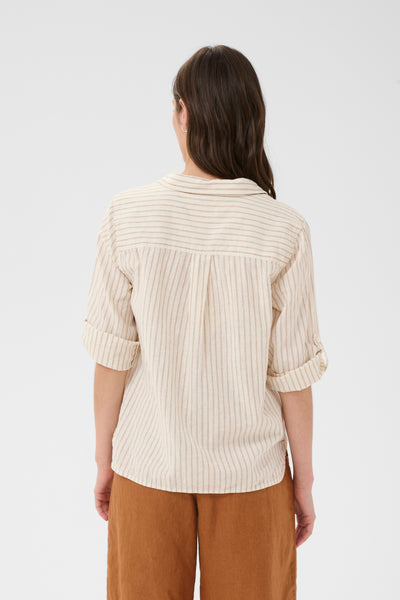 Part Two Cindie Linen Blend Shirt, Neutral Stripe