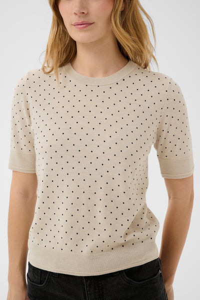 Part Two Natanya Wool Knit,  Navy Dot on Natural