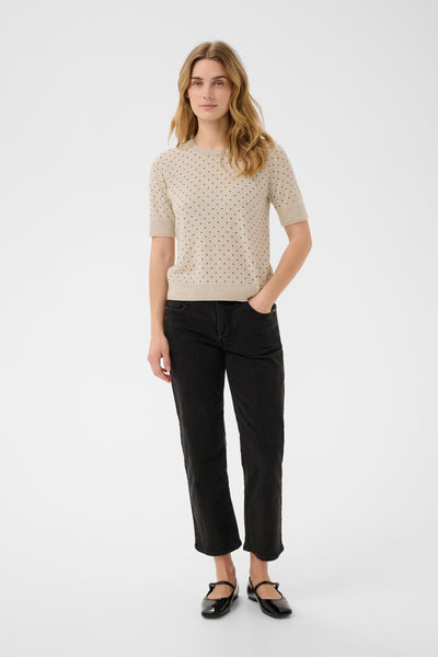 Part Two Natanya Wool Knit,  Navy Dot on Natural