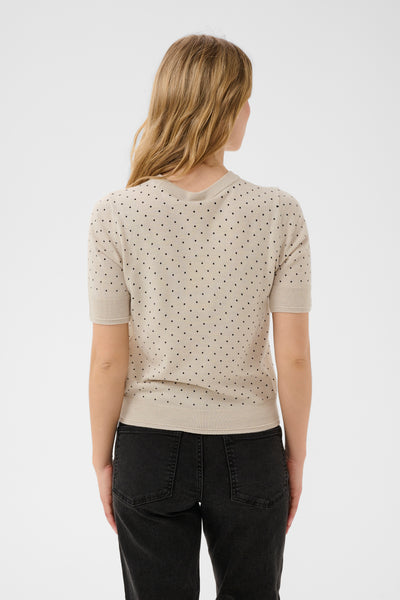 Part Two Natanya Wool Knit,  Navy Dot on Natural