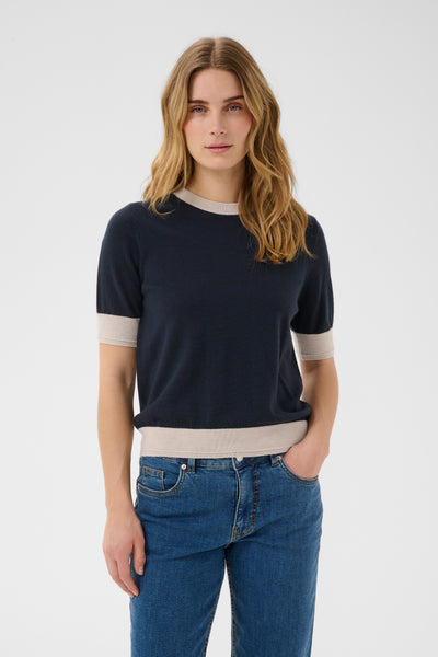 Part Two Natanya Wool Knit,  Navy/Natural