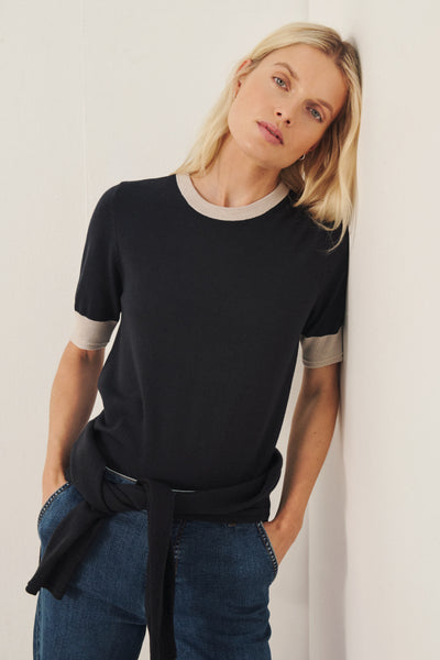 Part Two Natanya Wool Knit,  Navy/Natural