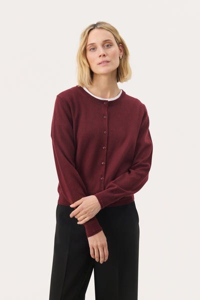Part Two Noelani Wool Cardigan, Tawny Port