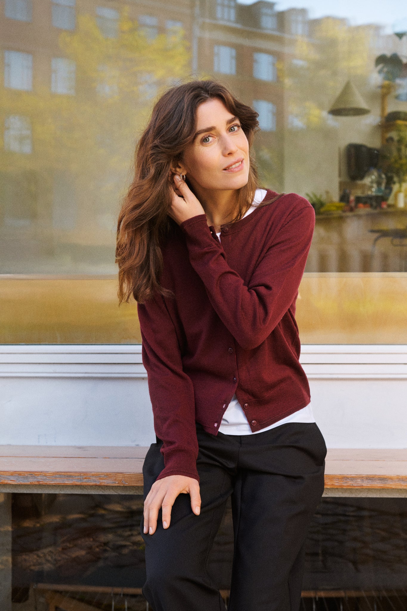 Part Two Noelani Wool Cardigan, Tawny Port