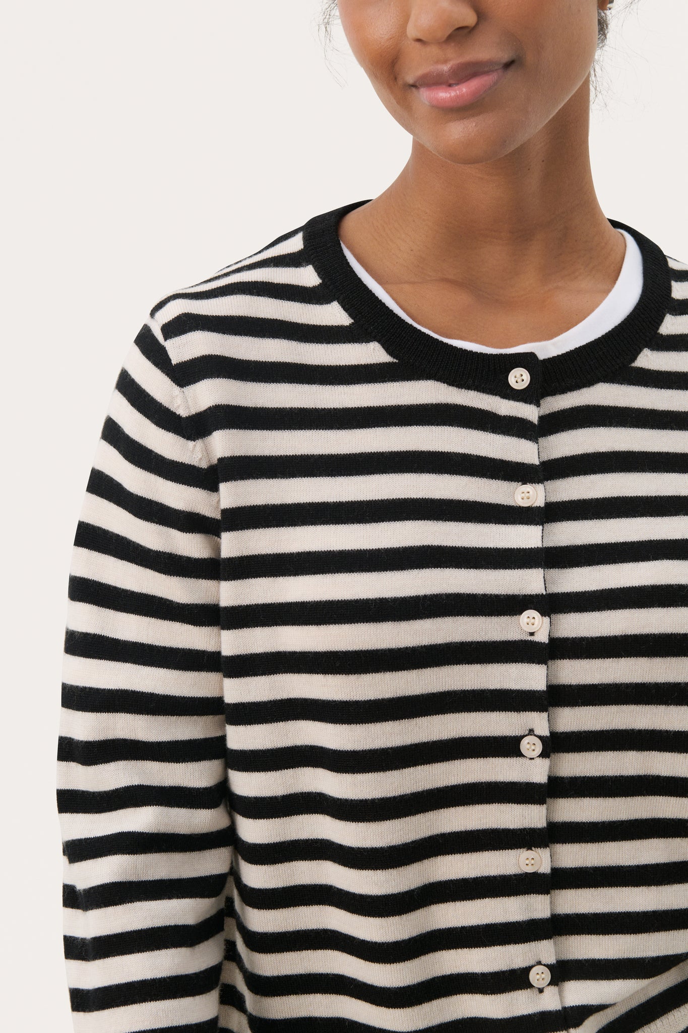 Part Two Noelani Wool Cardigan, Natural Stripe