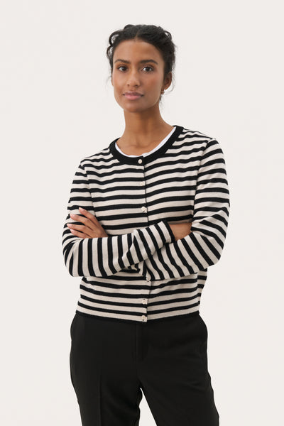 Part Two Noelani Wool Cardigan, Natural Stripe
