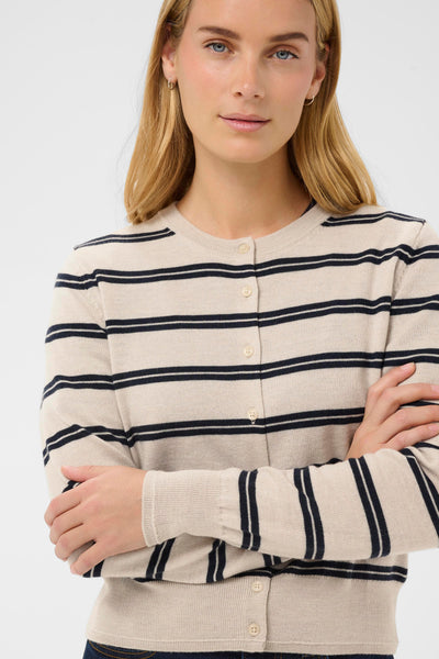 Part Two Noelani Wool Cardigan, Dark Navy Stripe