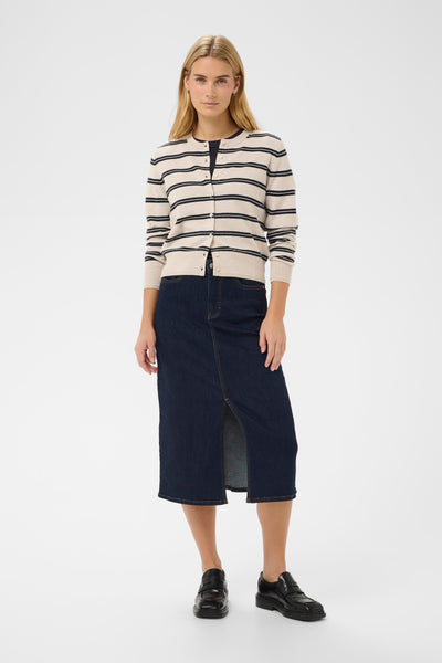 Part Two Noelani Wool Cardigan, Dark Navy Stripe