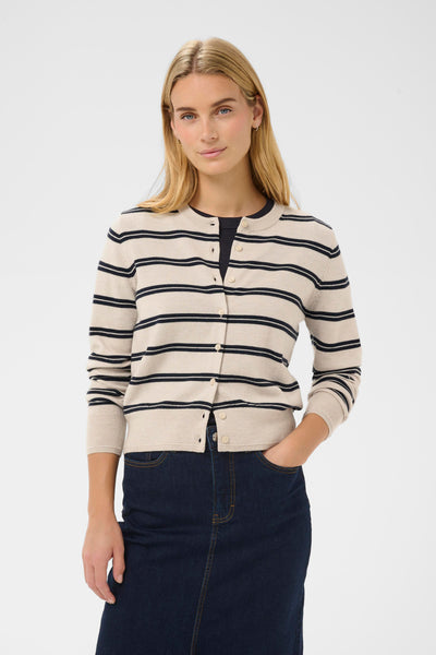 Part Two Noelani Wool Cardigan, Dark Navy Stripe