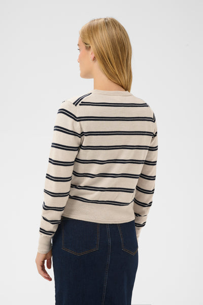 Part Two Noelani Wool Cardigan, Dark Navy Stripe