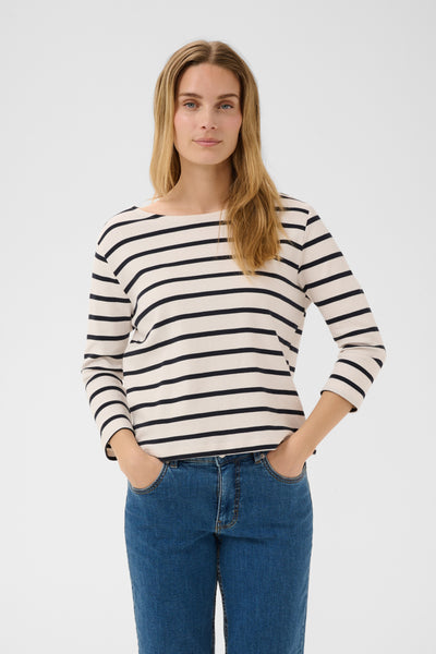 Part Two Nela Top, Dark Navy Stripe