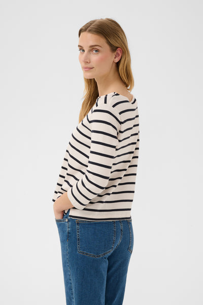 Part Two Nela Top, Dark Navy Stripe