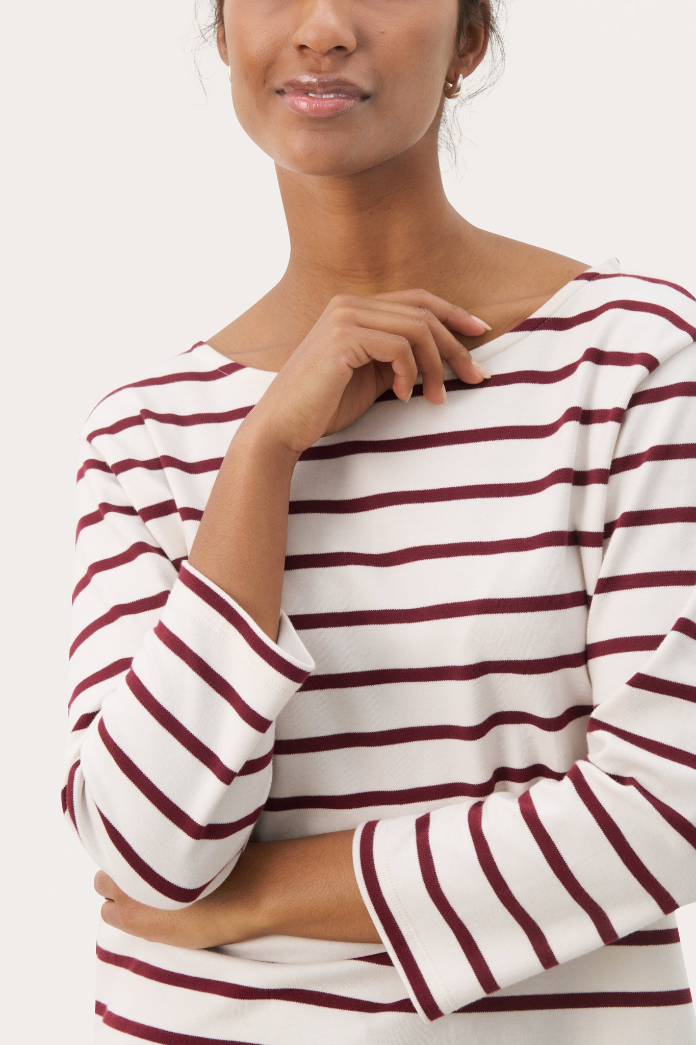 Part Two Nela Organic T-Shirt, Tawny Port Stripe