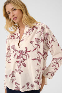 Part Two Natale Cotton Blouse, Tawny Port Botanical Print
