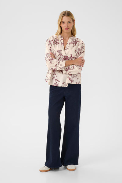 Part Two Natale Cotton Blouse, Tawny Port Botanical Print