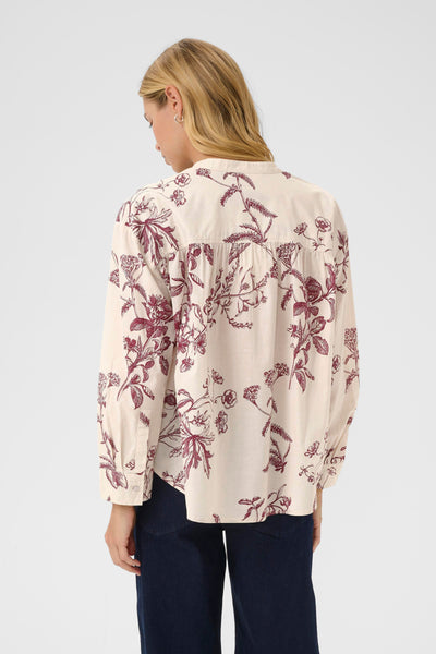 Part Two Natale Cotton Blouse, Tawny Port Botanical Print