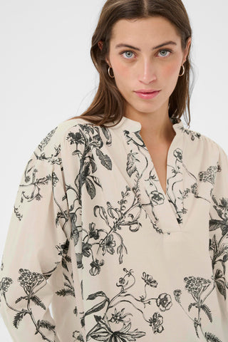 Part Two Natale Cotton Blouse, Dark Navy Botanical Print