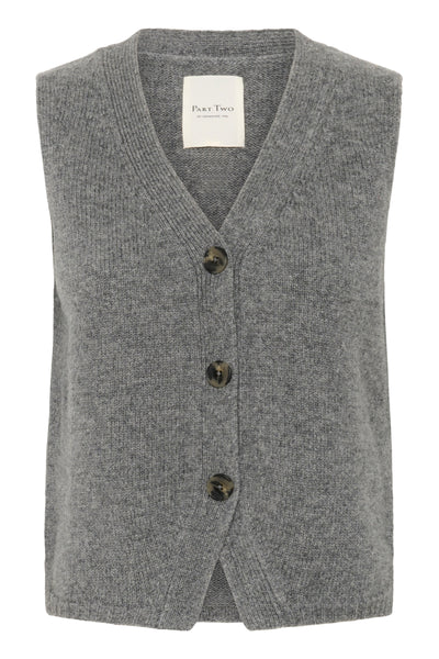 Part Two Sylva Wool Waistcoat, Grey Melange