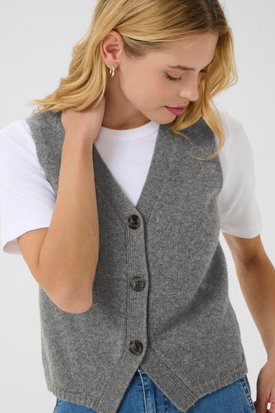 Part Two Sylva Wool Waistcoat, Grey Melange