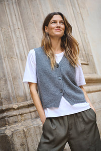 Part Two Sylva Wool Waistcoat, Grey Melange