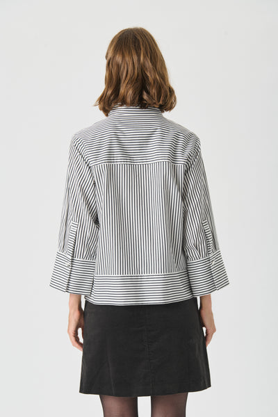 Part Two Vinny Cotton Shirt, Black and White Stripe